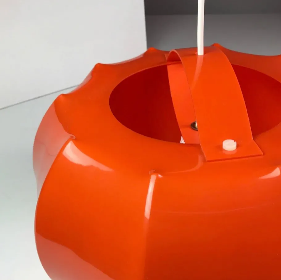 Clearance Pamono Mid-Century Space Age Orange Plastic Ceiling Light attributed to Ilka Leuchten, Germany, 1970s