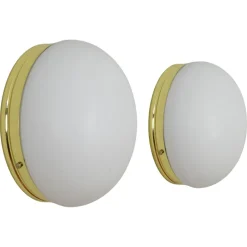 New Pamono Mid-Century Spanish Modern Brass and Opaline Glass Sconces from Metalarte, 1970s, Set of 2