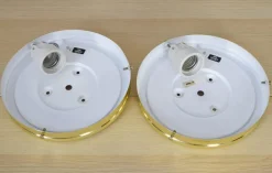 New Pamono Mid-Century Spanish Modern Brass and Opaline Glass Sconces from Metalarte, 1970s, Set of 2