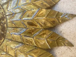 New Pamono Mid-Century Spanish Sunburst Ceiling Light Fixtures or Wall Sconces in Gilded Wrought Iron, 1960s, Set of 2