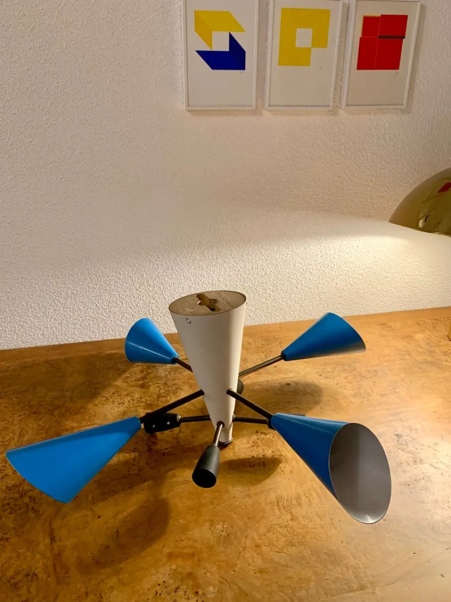 New Pamono Mid-Century Sputnik Ceiling Light, 1950s