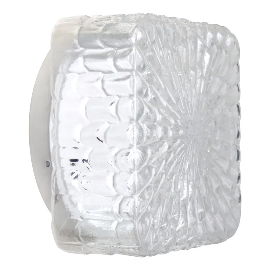 New Pamono Mid-Century Square Clear Glass Wall Lamp Sconce