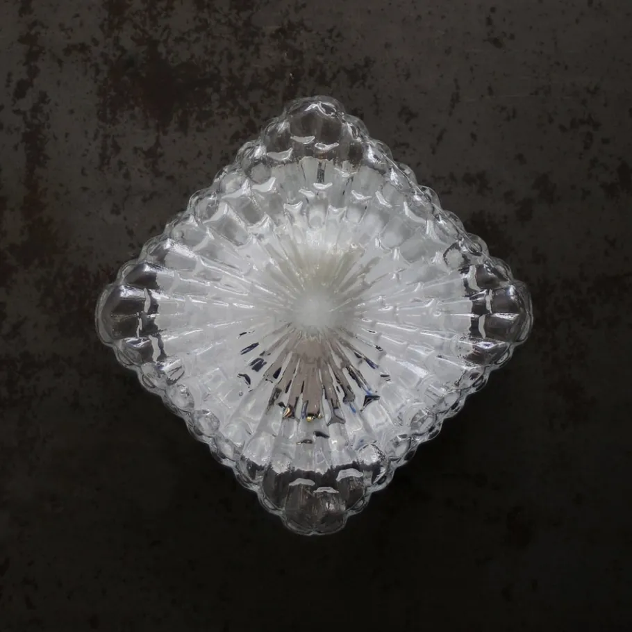 New Pamono Mid-Century Square Clear Glass Wall Lamp Sconce