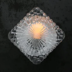 New Pamono Mid-Century Square Clear Glass Wall Lamp Sconce