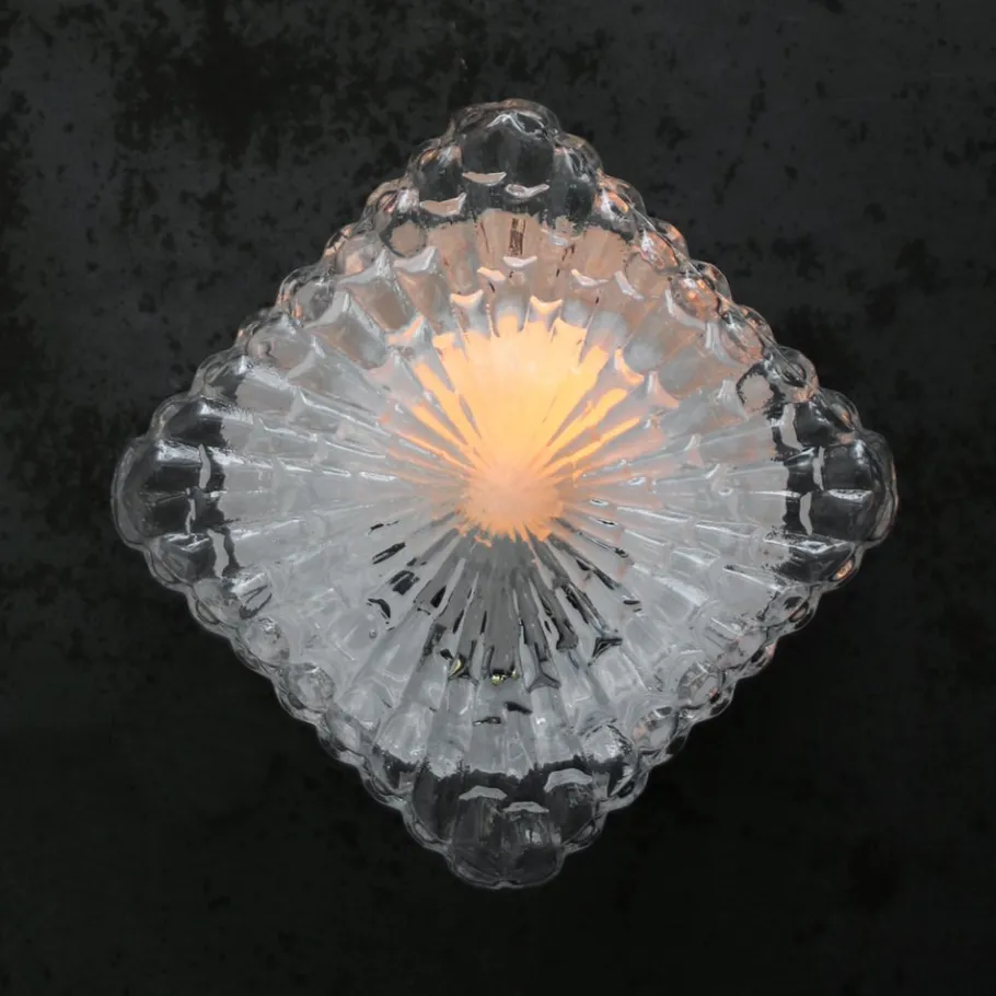 New Pamono Mid-Century Square Clear Glass Wall Lamp Sconce