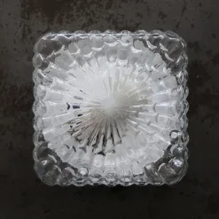 New Pamono Mid-Century Square Clear Glass Wall Lamp Sconce