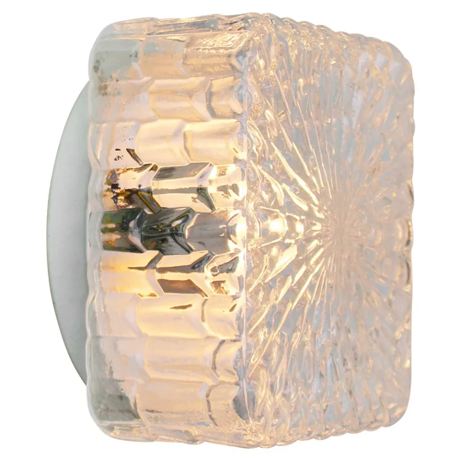 New Pamono Mid-Century Square Clear Glass Wall Lamp Sconce