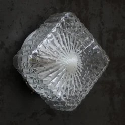 New Pamono Mid-Century Square Clear Glass Wall Lamp Sconce