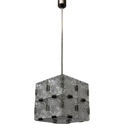 Best Pamono Mid-Century Square Clear Glass Pendant attributed to Kamenicky Šenov, Czechoslovakia, 1960s