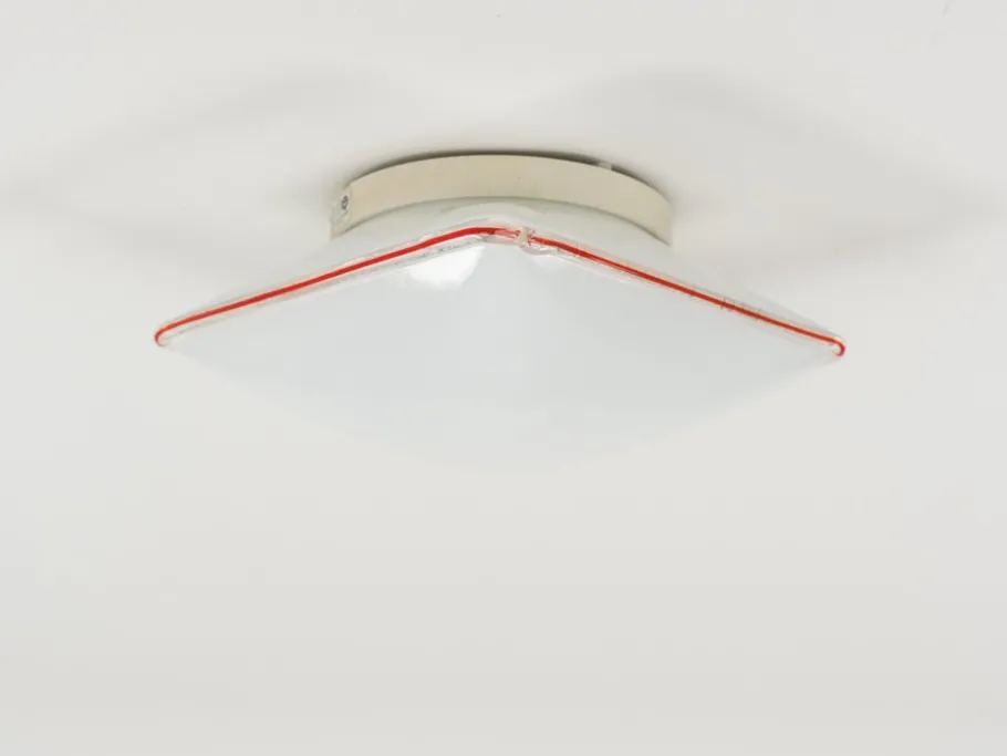 New Pamono Mid-Century Square Murano Glass Ceiling Light attributed to Leucos, Italy, 1970s