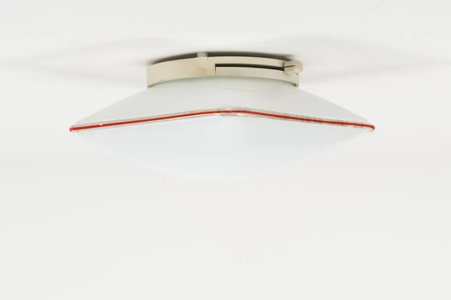 New Pamono Mid-Century Square Murano Glass Ceiling Light attributed to Leucos, Italy, 1970s