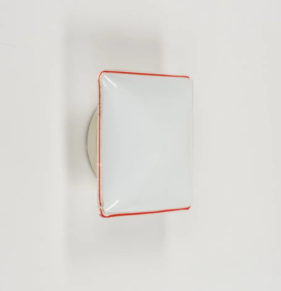 New Pamono Mid-Century Square Murano Glass Ceiling Light attributed to Leucos, Italy, 1970s