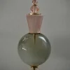 New Pamono Mid-Century Style Round Pink and Green Murano Glass and Brass Table Lamp, 2000