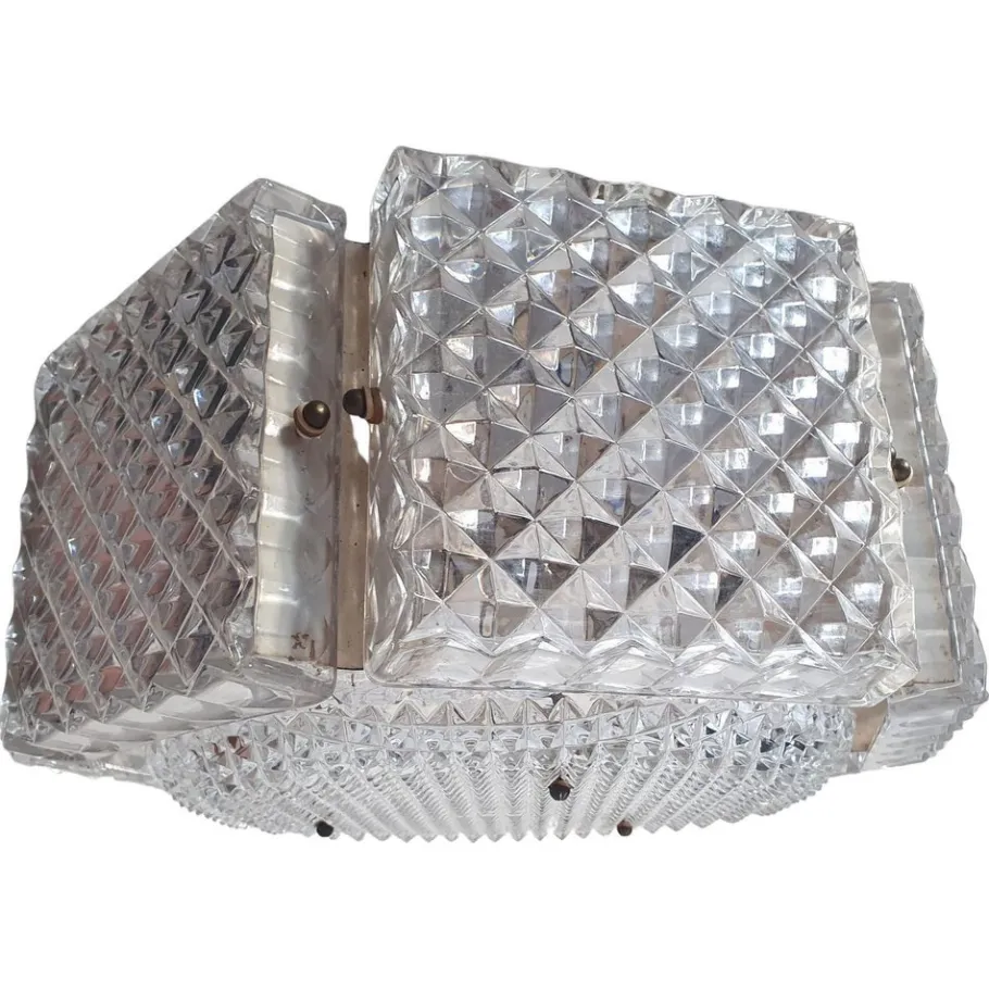 New Pamono Mid-Century Swedish Chandelier attributed to Orrefors Sweden, 1960s