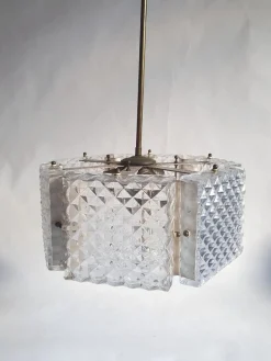 New Pamono Mid-Century Swedish Chandelier attributed to Orrefors Sweden, 1960s