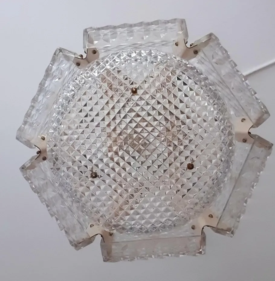 New Pamono Mid-Century Swedish Chandelier attributed to Orrefors Sweden, 1960s