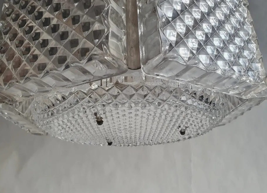 New Pamono Mid-Century Swedish Chandelier attributed to Orrefors Sweden, 1960s