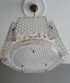 New Pamono Mid-Century Swedish Chandelier attributed to Orrefors Sweden, 1960s