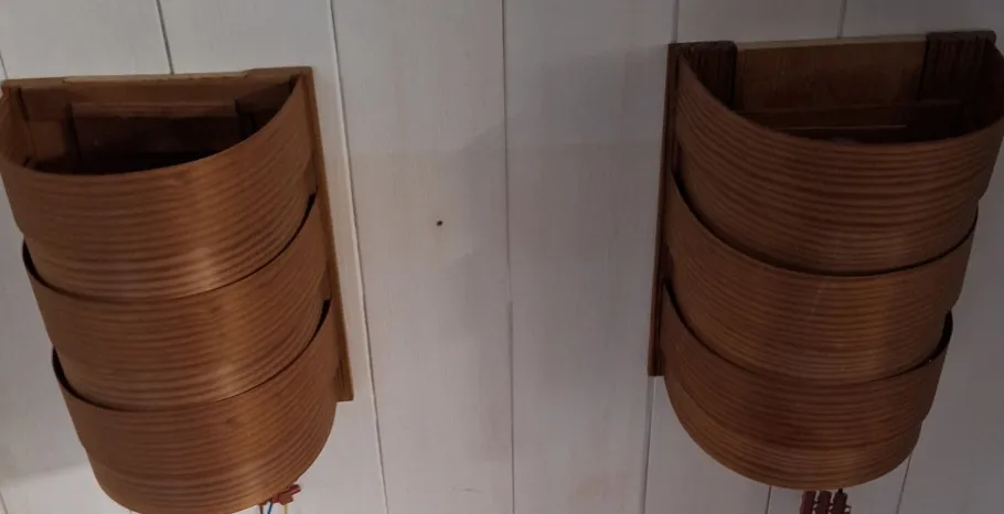 Best Pamono Mid-Century Swedish Wall Lamps with Pine Veneer Slats, 1960s, Set of 2