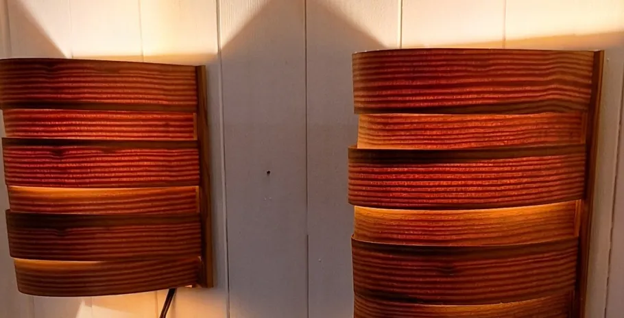 Best Pamono Mid-Century Swedish Wall Lamps with Pine Veneer Slats, 1960s, Set of 2