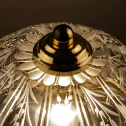 Discount Pamono Mid-Century Table Lamp in Engraved Crystal Glass & Brass, 1960s