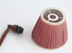 Best Pamono Mid-Century Teak Accordion Lamp with Red Pleaded Shade, 1960s