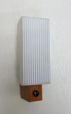 Sale Pamono Mid-Century Teak and Opaline Wall Lamp attributed to Bega, 1960s