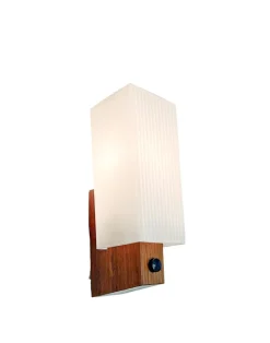Sale Pamono Mid-Century Teak and Opaline Wall Lamp attributed to Bega, 1960s
