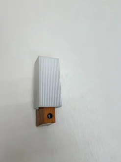 Sale Pamono Mid-Century Teak and Opaline Wall Lamp attributed to Bega, 1960s