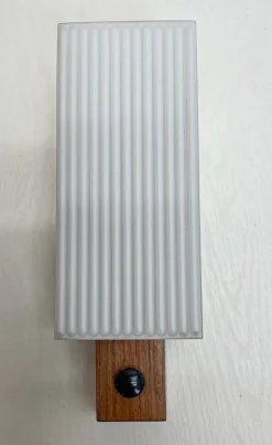 Sale Pamono Mid-Century Teak and Opaline Wall Lamp attributed to Bega, 1960s