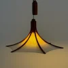 Discount Pamono Mid-Century Teak Pendant Lamp with Linen Shade from Domus, 1970s