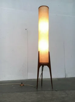 Clearance Pamono Mid-Century Teak Rocket Tripod Floor Lamp, 1960s