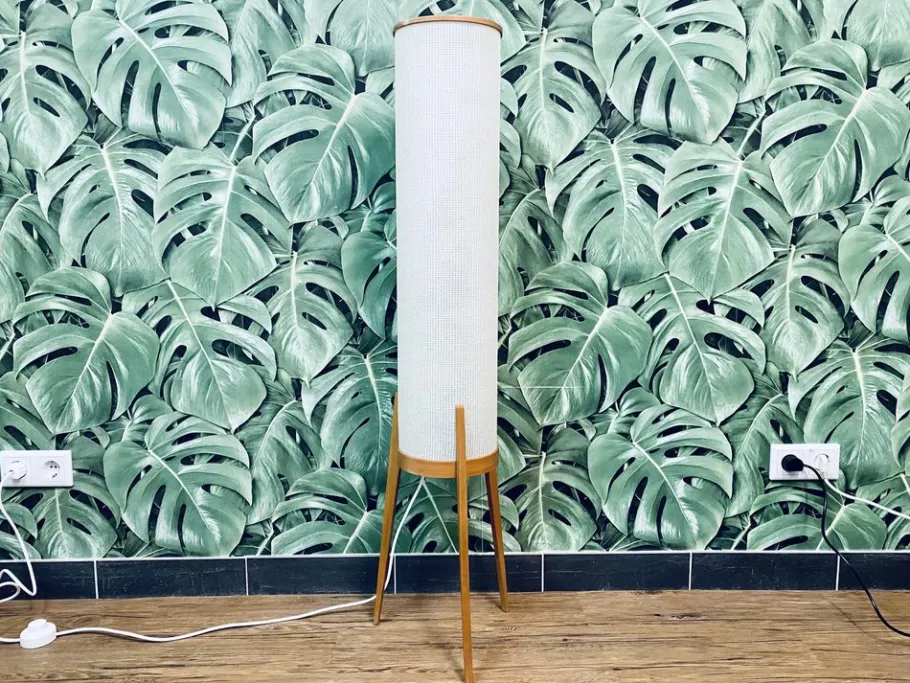 Outlet Pamono Mid-Century Teak Tripod Rocket Floor Lamp, 1950