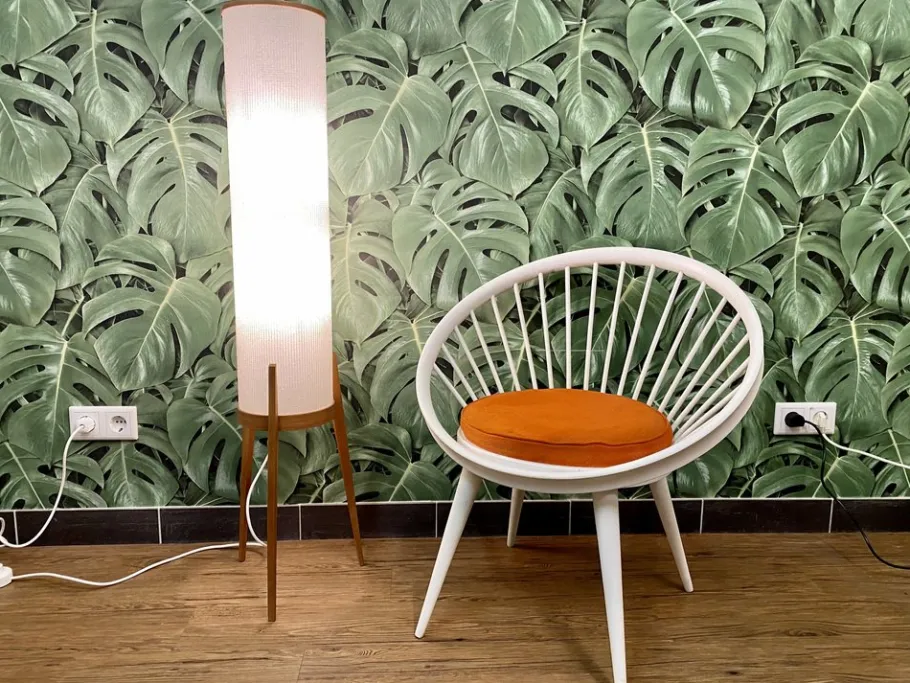 Outlet Pamono Mid-Century Teak Tripod Rocket Floor Lamp, 1950