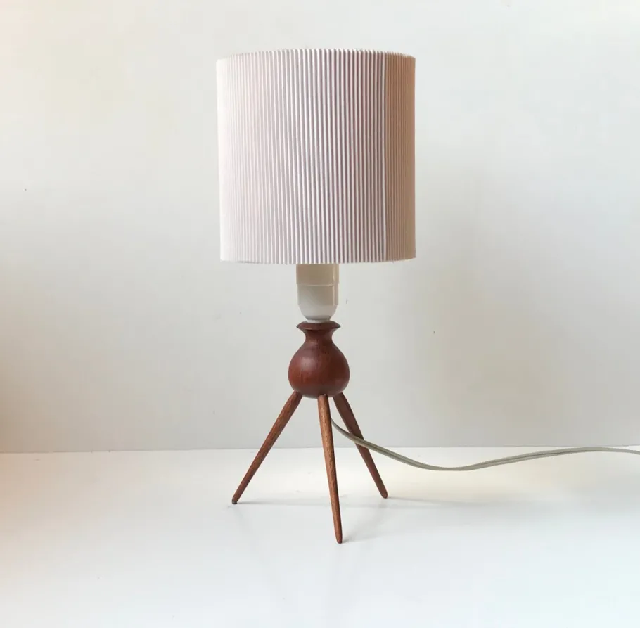 Best Pamono Mid-Century Teak Tripod Table Lamp by Severin Hansen for Haslev Møbelsnedkeri, 1960s