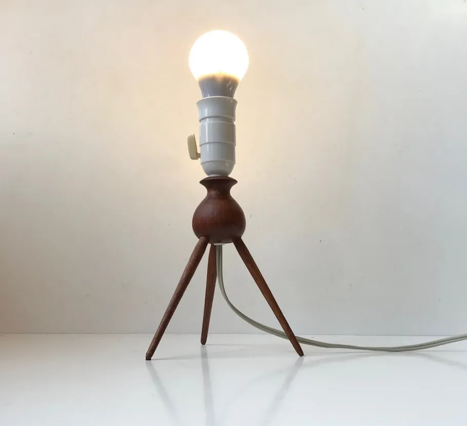 Best Pamono Mid-Century Teak Tripod Table Lamp by Severin Hansen for Haslev Møbelsnedkeri, 1960s