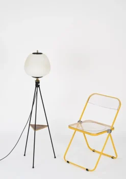 Best Pamono Mid-Century Tripod Floor Lamp in Brass, Metal, Opaline Glass from Stilnovo, Italy, 1950s