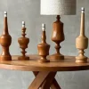 Clearance Pamono Mid-Century Turned Wooden Lamps, Set of 2