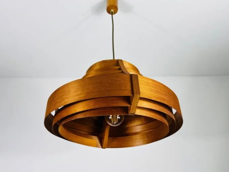 Sale Pamono Mid-Century Wooden Pendant Lamp attributed to Hans-Agne Jakobsson, Sweden, 1960s from Hans-Agne Jakobsson Ab Markaryd
