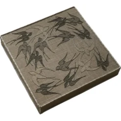 Best Pamono Mid-20th Century Ceiling Lamp with Embroidered Fabric Shade with Swallow Motif, 1950s