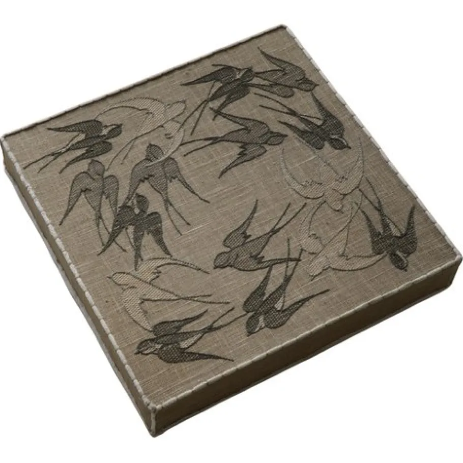 Best Pamono Mid-20th Century Ceiling Lamp with Embroidered Fabric Shade with Swallow Motif, 1950s