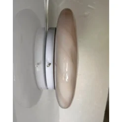 Clearance Pamono Milky-White and Beige Swirls Murano Glass Flush Mount by Simoeng