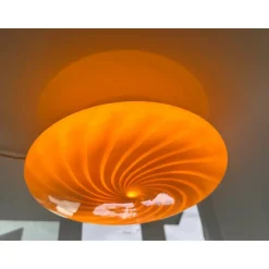 Clearance Pamono Milky-White and Beige Swirls Murano Glass Flush Mount by Simoeng