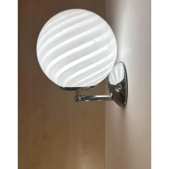 Hot Pamono Milky-White Swirl Murano Glass Wall Sconce by Simoeng