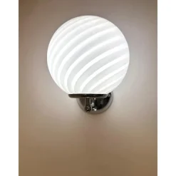 Hot Pamono Milky-White Swirl Murano Glass Wall Sconce by Simoeng