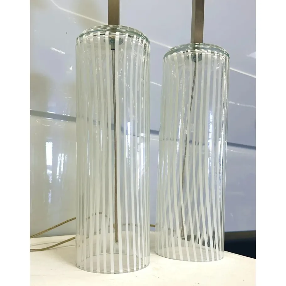 Outlet Pamono Milky-White Table Lamps in Murano Glass by Simoeng for Simoeng, Set of 2