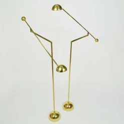 Pamono Minimal Counter Balance Floor Lamps in Brass, 1970s