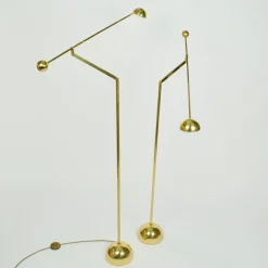 Pamono Minimal Counter Balance Floor Lamps in Brass, 1970s