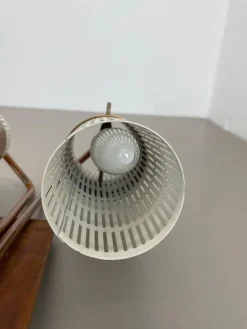 Discount Pamono Minimalist Copper and Teak Tube Hole Pattern Wall Light, Denmark, 1970s