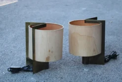 Hot Pamono Minimalist Lamps by Giuliana Gramigna in Brass and Fabric, 1970s, Set of 2